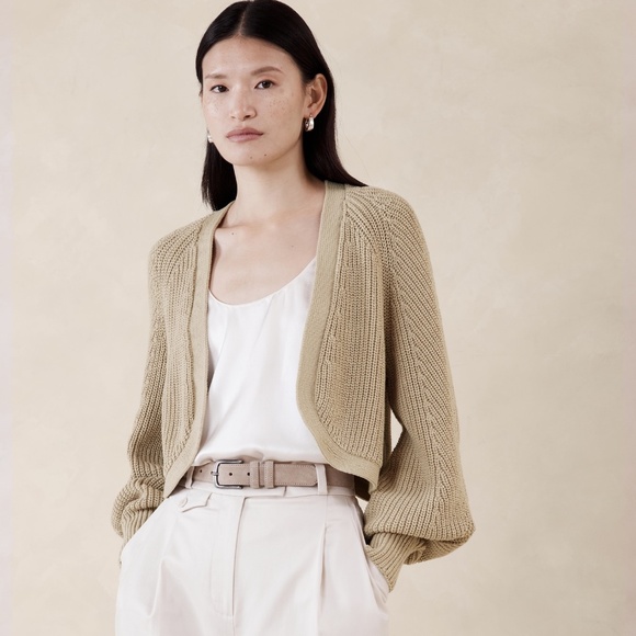 New! Banana Republic Thick 100% Cotton Cardigan, Iced Vanilla Ivory, Size XL - Picture 2 of 6